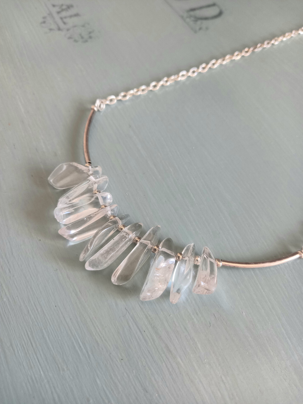 new Handcrafted Women Rock Crystal necklace one-off