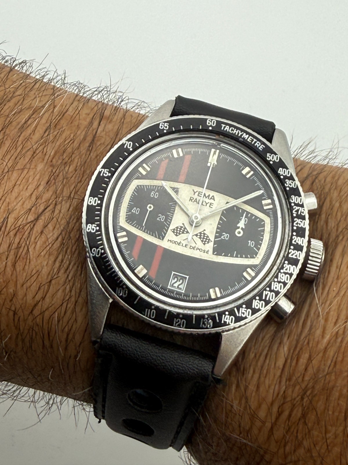 VINTAGE YEMA RALLYGRAF “MARIO ANDRETTI” MANUAL WIND CHRONOGRAPH VALJOUX 7733