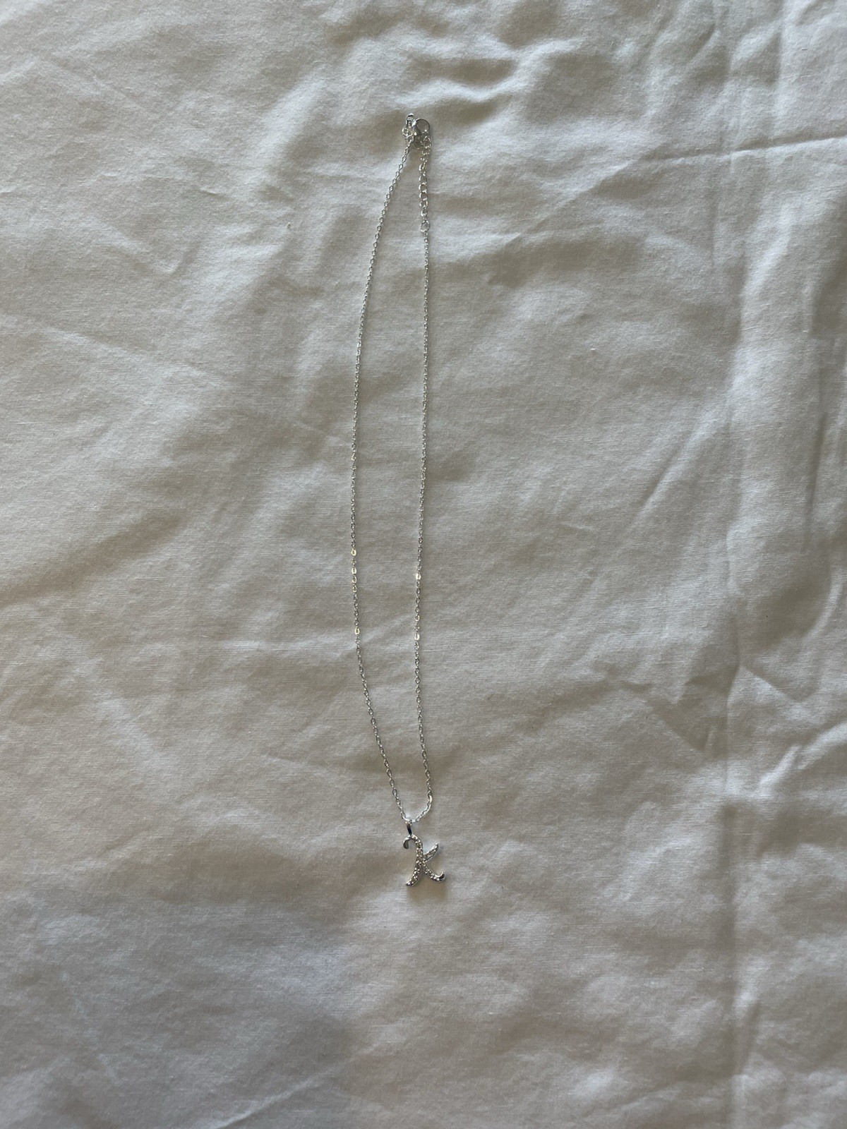 925 Sterling Silver Initial Necklaces For Women K Letter, 18 Inch Cable Chain