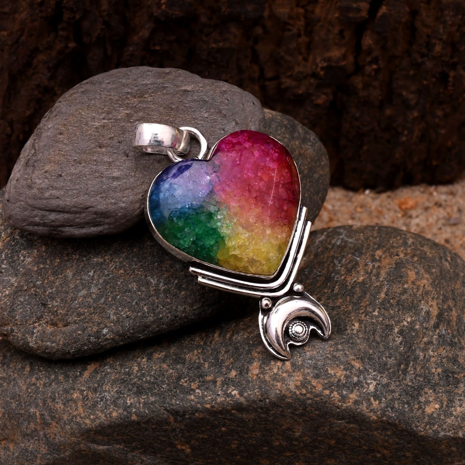 Solar Quartz Gemstone 925 Sterling Silver Handmade Pendant Approx – 1.77″