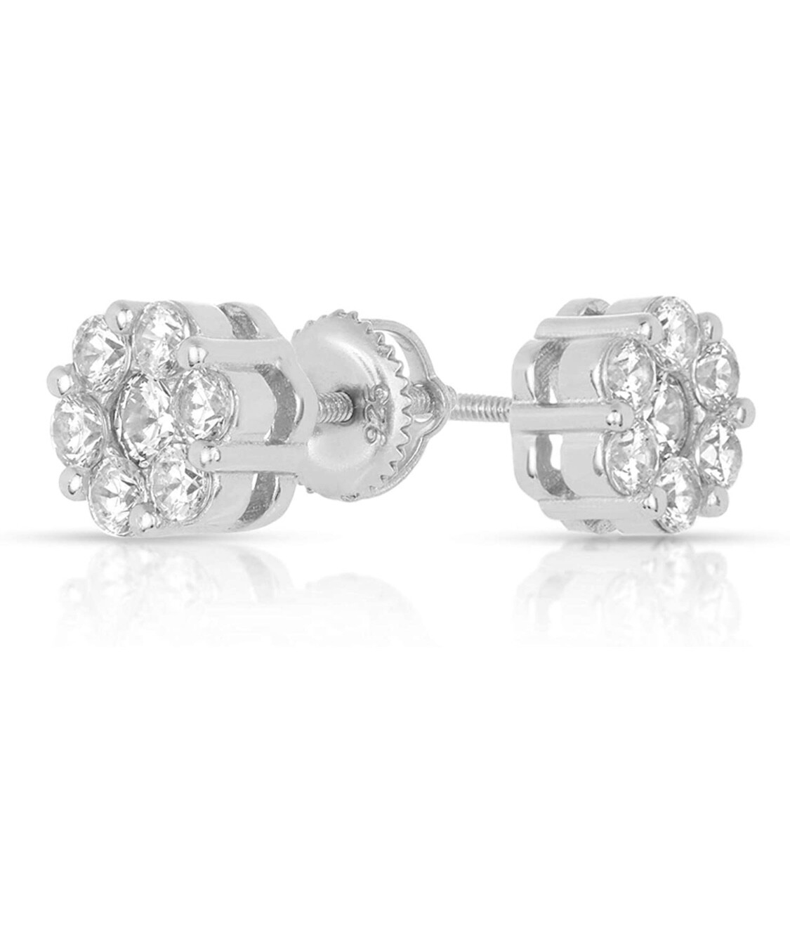 Flower Shaped Women Jewelry 925 Silver Stud Earrings Cubic Zircon Jewelry