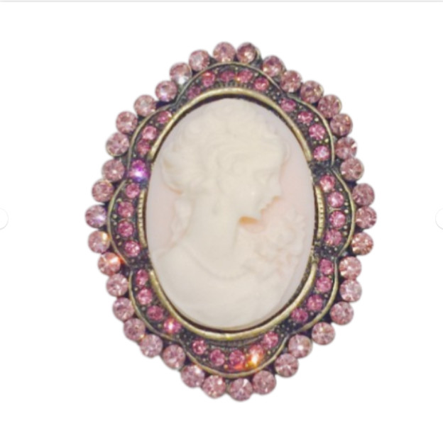 （Set of 3) Oval Pink Green Vintage Style Angel Cameo Brooch Pendant Charm Pin