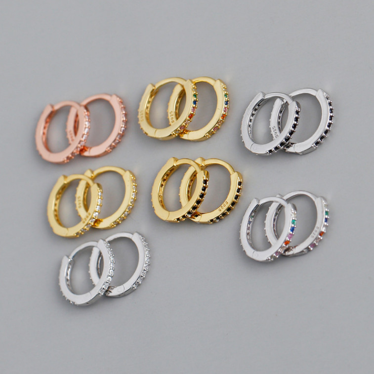 925 Sterling Silver Huggie Hoop CZ Earrings Children Toddler Girls Size 6mm C4