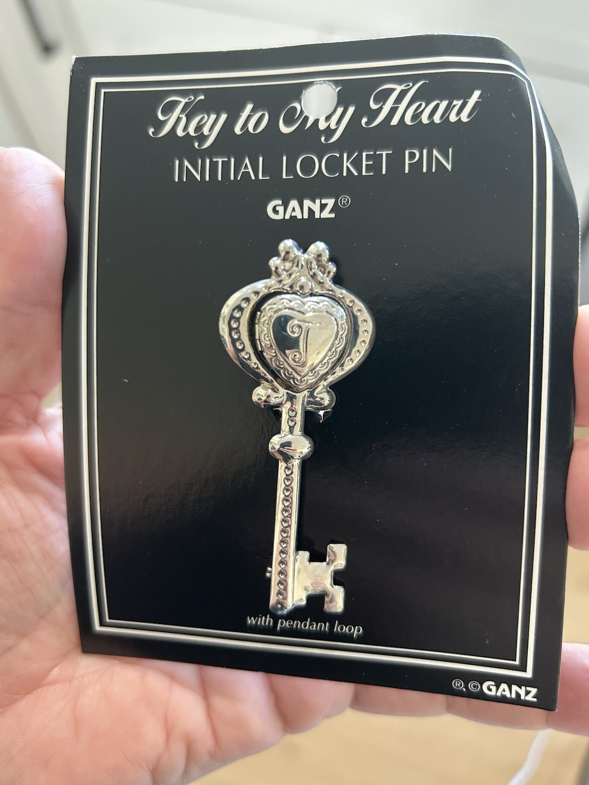 Ganz Key To My Heart Initial J, E, N, G, P, C Or B, Locket Pin Brooch Pendant