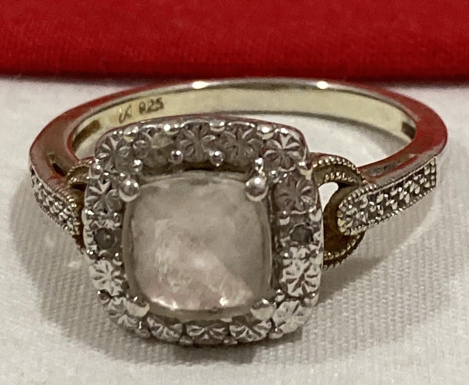 925 Signed Sterling Silver CZ Cubic Zirconia Halo Cocktail Band Ring SIZE 7.75