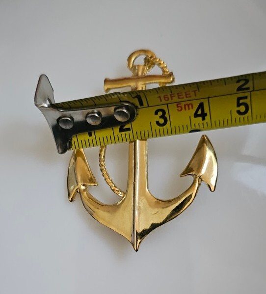 2- Anchors Brooches. 1- Bar And Chain With Dangling Anchor/ Other Gold Tone