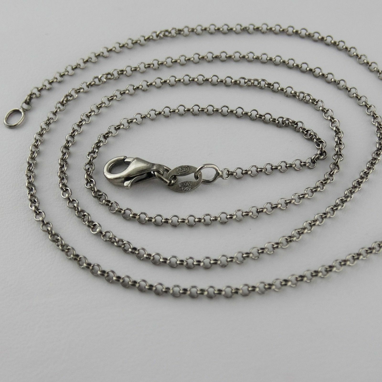 1.2mm Oxidized Rolo Chain Necklace – 925 Sterling Silver – Antiqued Rollo