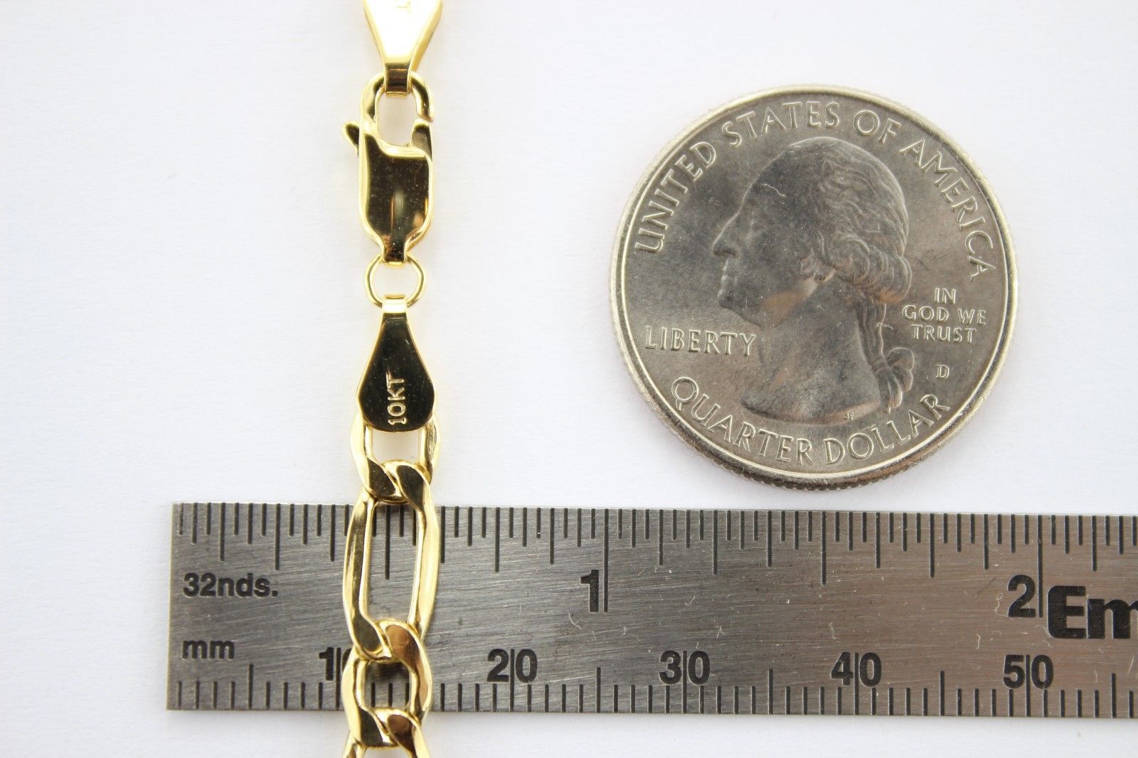 10K Yellow Gold Hollow Figaro Chain Necklace Bracelet 1.9mm-8.5mm/7″ ~ 30″