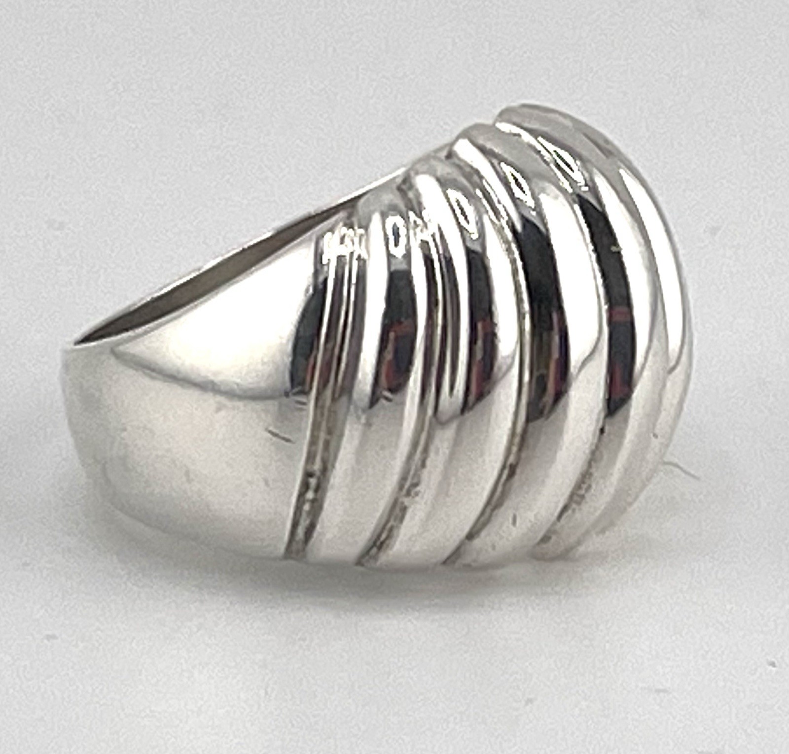 Heavy Unisex RING 925 Sterling Silver Dome Ribbed Size 6.75 Weight 8.8.grams