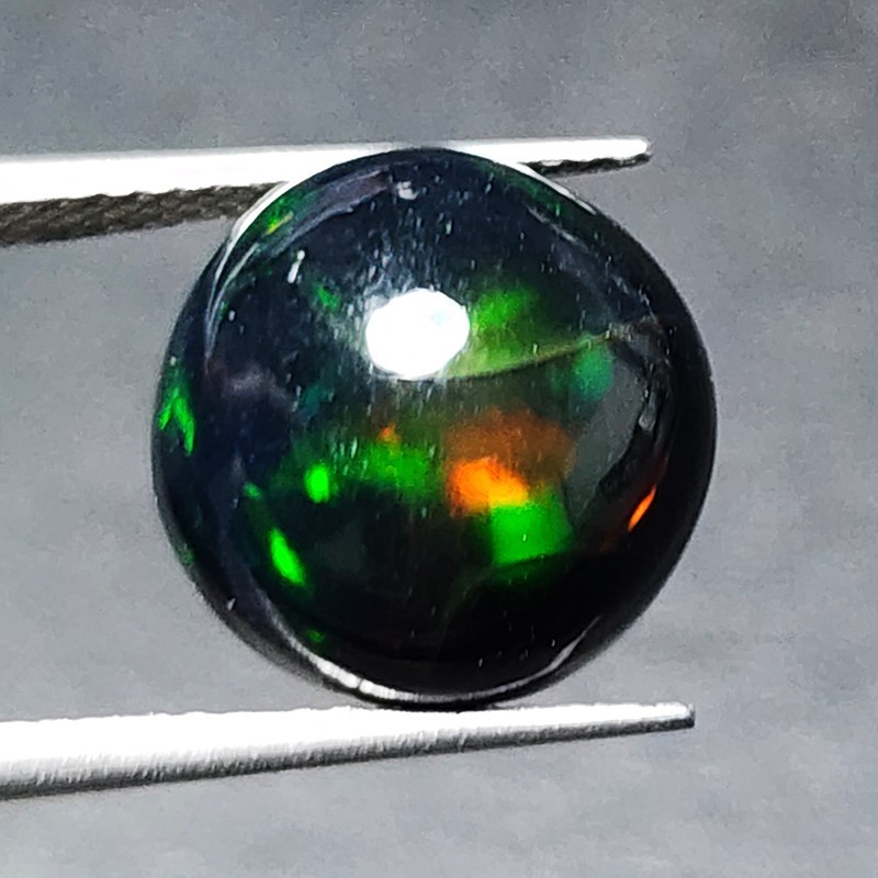 Natural Ethiopian Welo Honeycomb Black Opal Round AAA Fire Loose Gemstone 4.85Ct