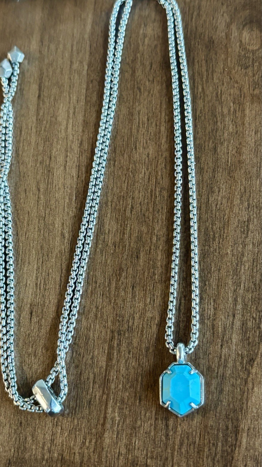 Kendra Scott ~ Teo ~ Turquoise Pendant with Silver Tone Adjustable Slider Chain