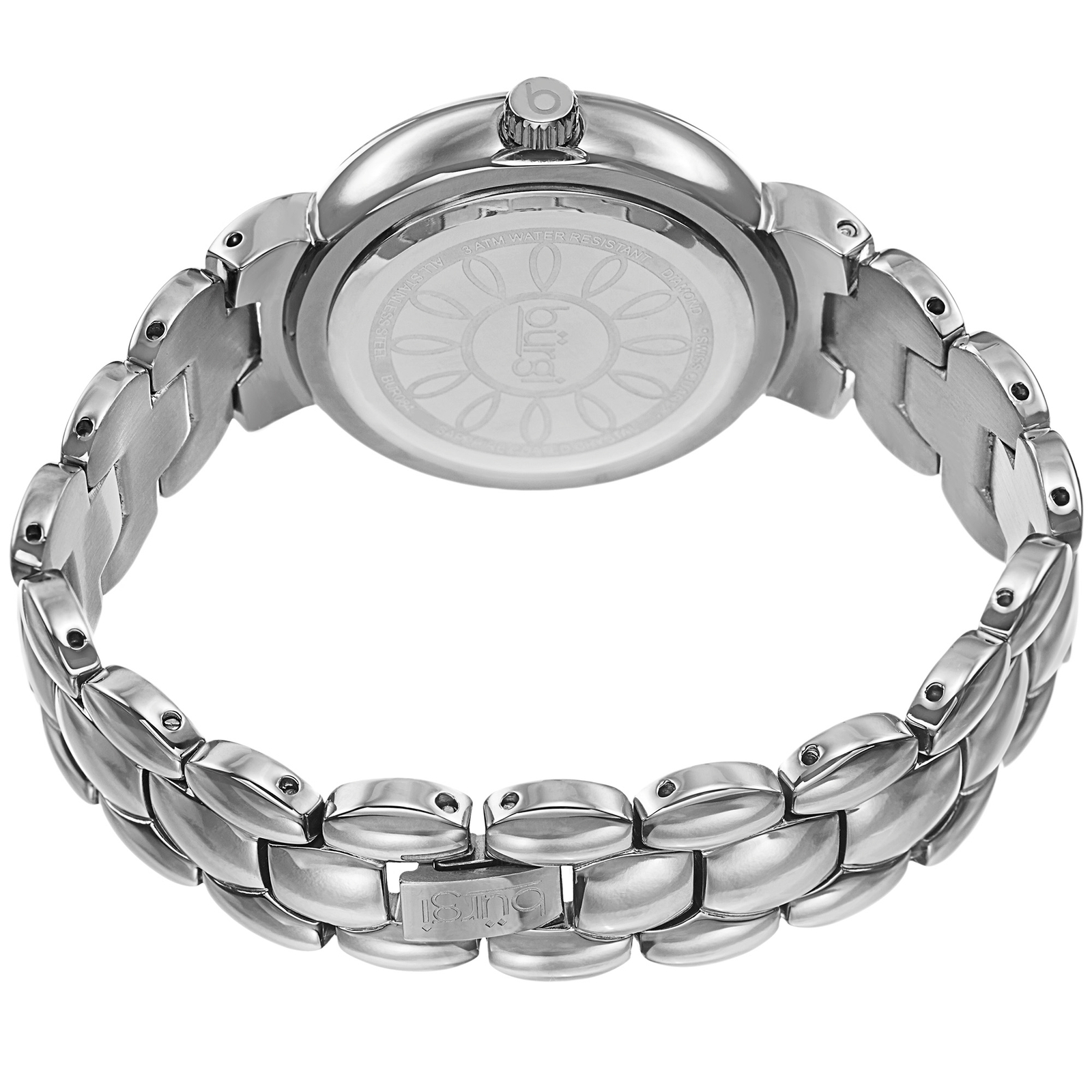 Women’s Burgi BUR084SS Swiss Mother of Pearl Diamond Silver-tone Bracelet Watch