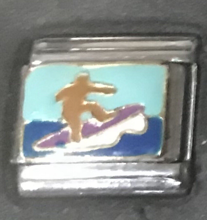 Surfer Surfing Enamel WHOLESALE ITALIAN CHARM 9MM K52