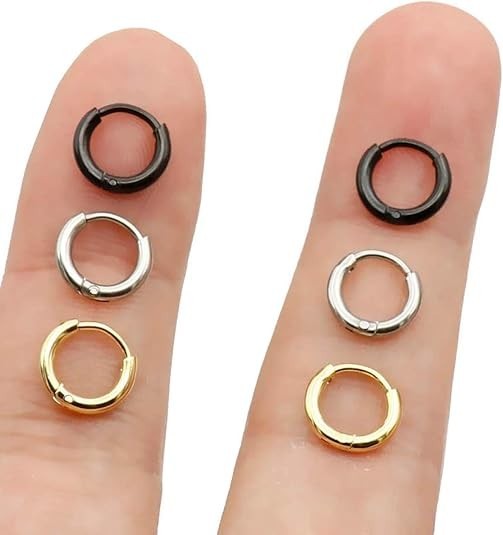 3 Pairs 20G Stainless Steel Hinged Hoop Earrings for Nose Cartilage Helix Tragus