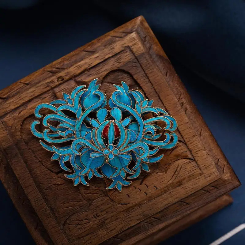 Chinese Retro Cloisonne Handmade Brooch Cheongsam Hanfu Decoration Jewelry