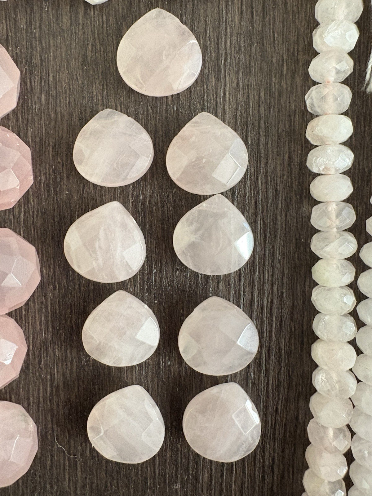 LOT Of Rose Quartz Heartshape Roundelle Stones Beads Read Info