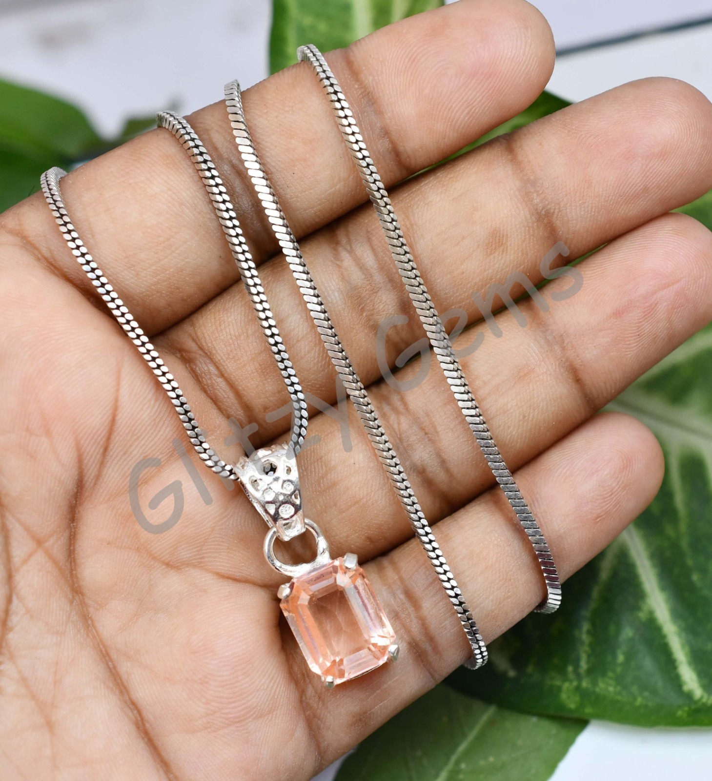 20.00 Ct Natural Padparadscha Sapphire 925 Sterling Silver Pendant Certified