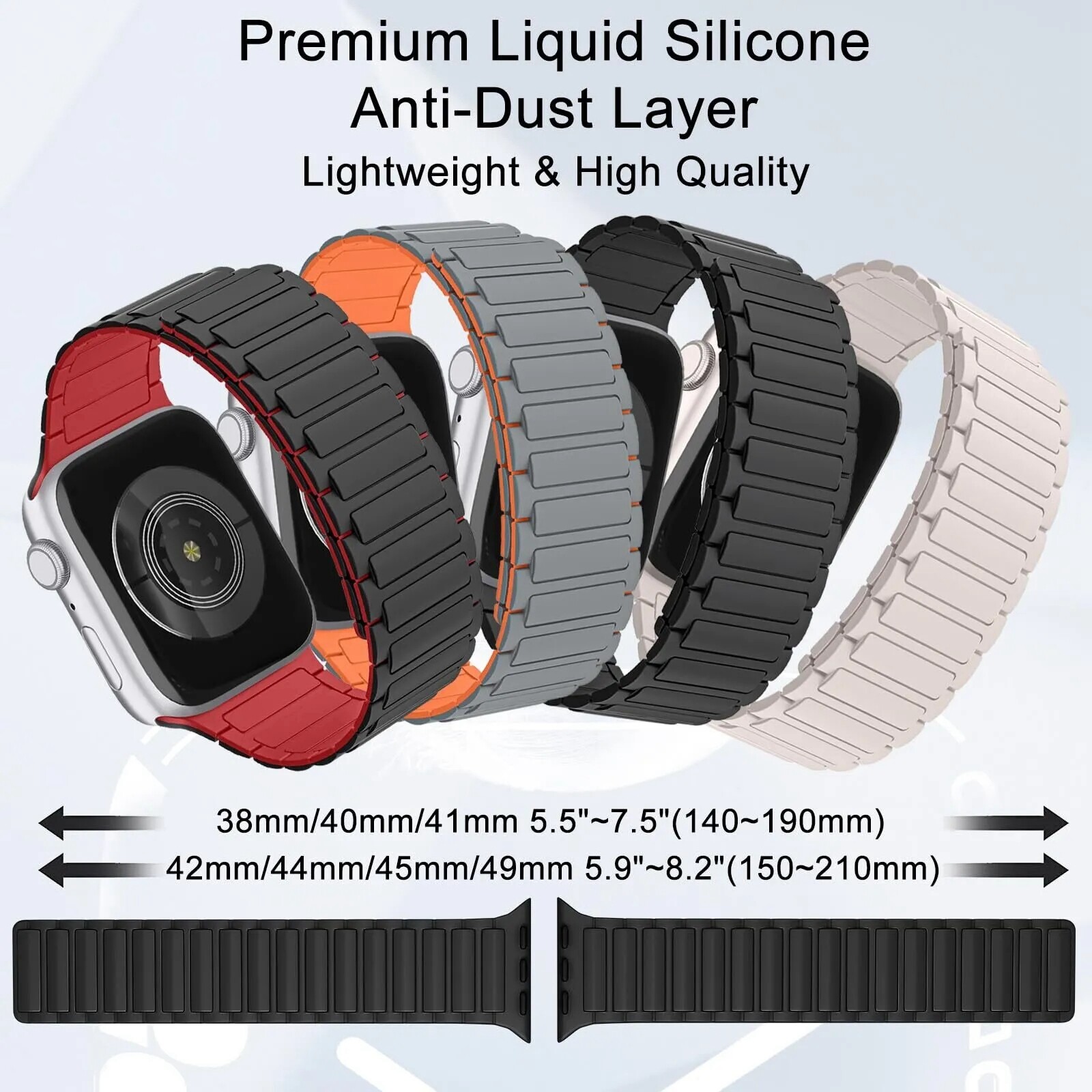 Magnetic Strap For Apple Watch Ultra 2 Series 9 8 7 SE 6 5 Silicone iWatch Band