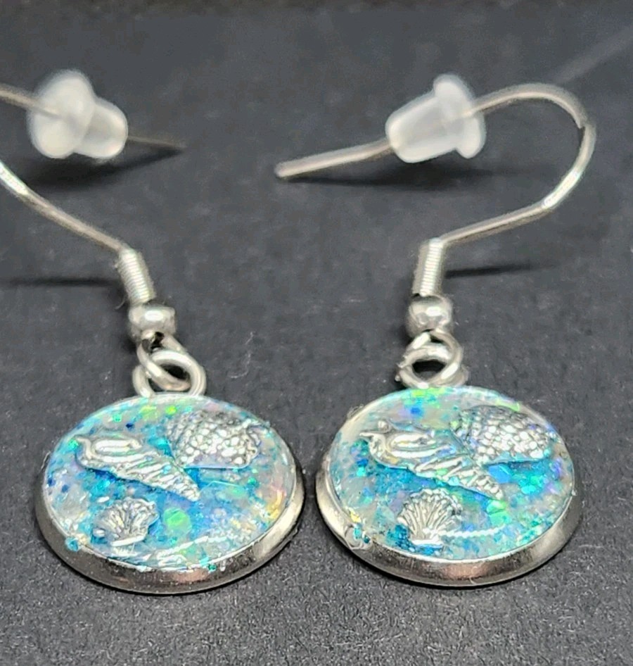Handmade Resin Earrings – Stainless Steel – 12 mm – Ocean Treasures