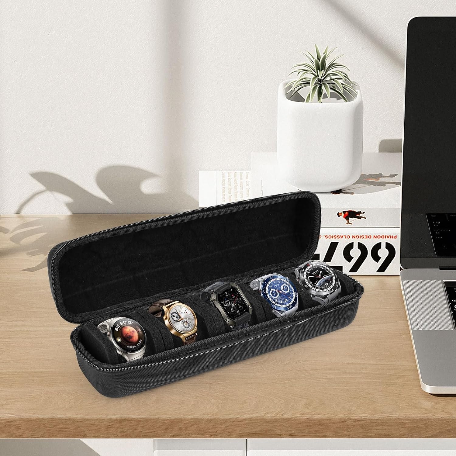 Travel Watch Storage Case 5 Slot Watch Organizer Box Portable Protective Holder
