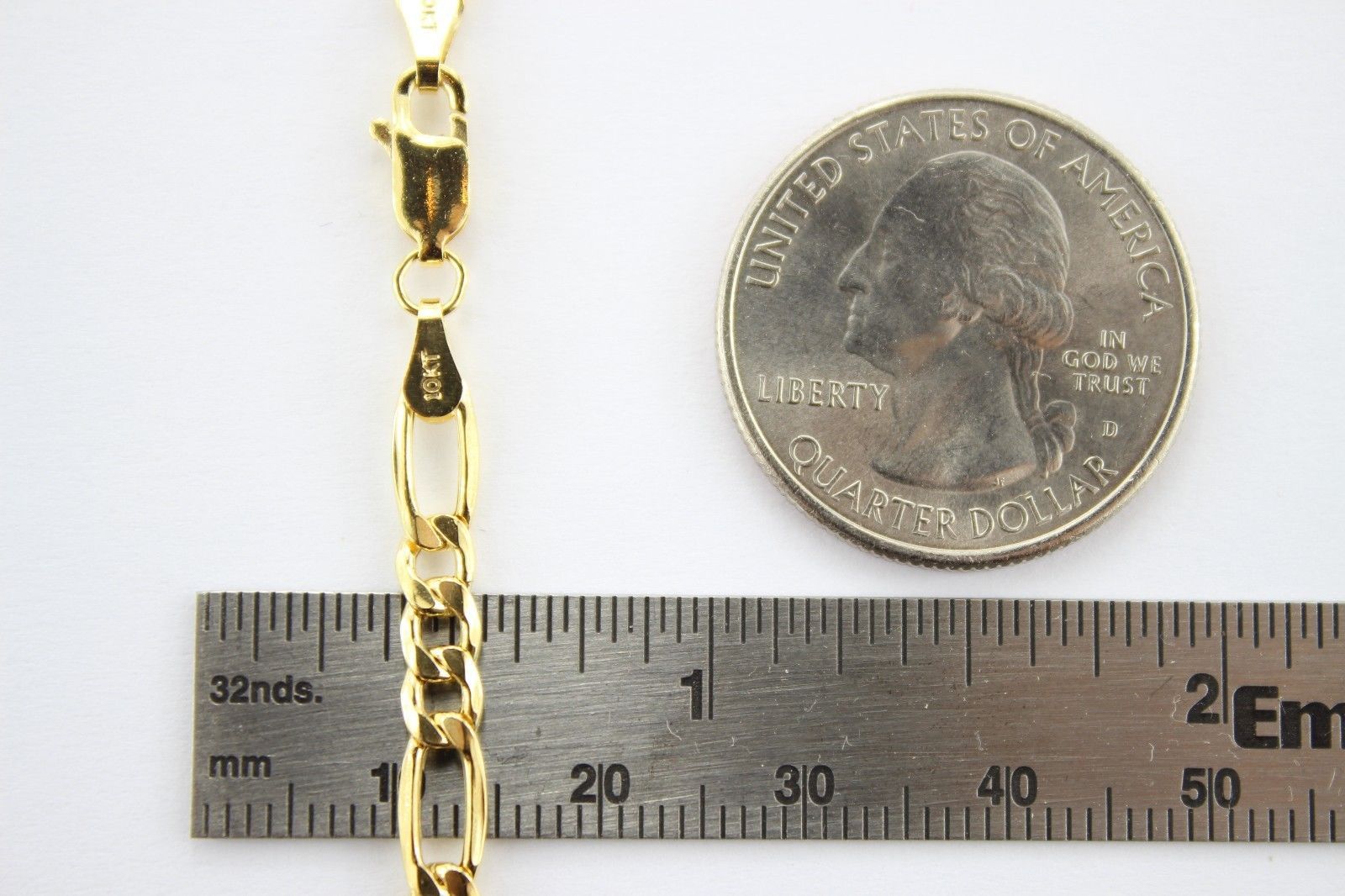 10K Yellow Gold Hollow Figaro Chain Necklace Bracelet 1.9mm-8.5mm/7″ ~ 30″