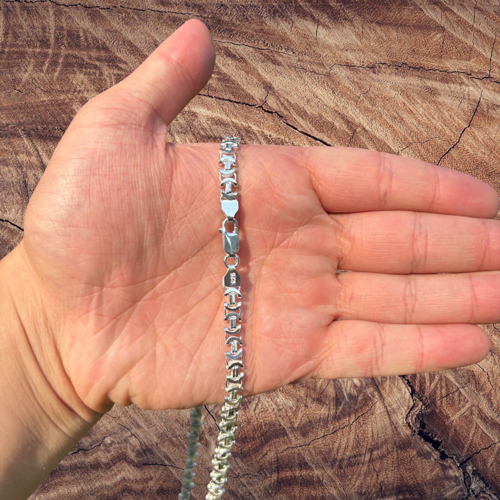 6mm Flat Byzantine Chain Necklace – Real Solid 925 Sterling Silver ITALY