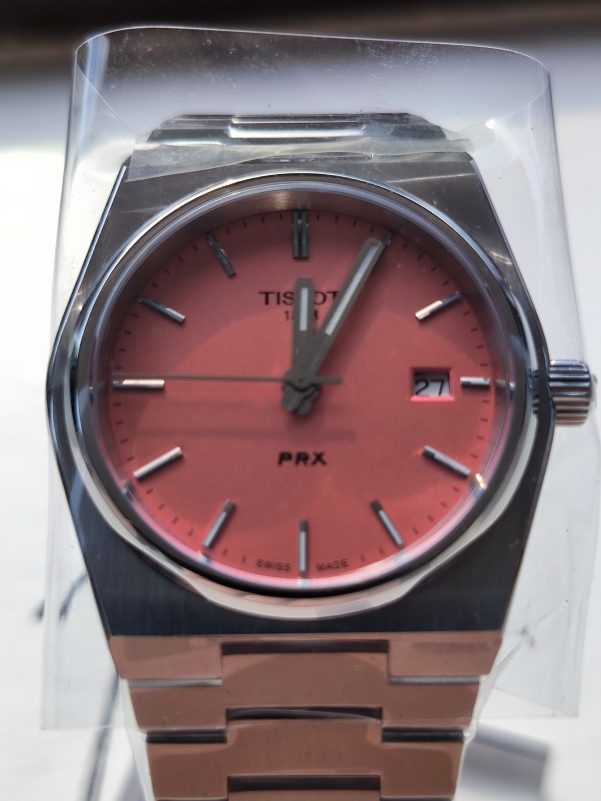 Tissot PRX, amazing and rare 35mm pink dial. Brand new and unworn. Perfect gift.