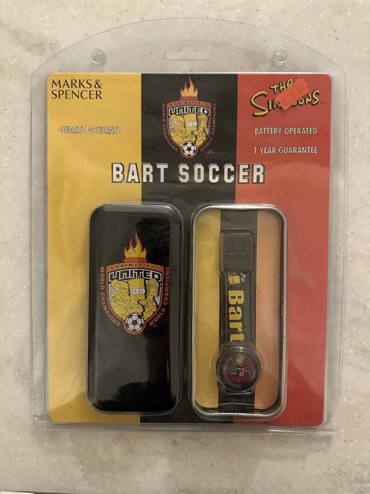 Vintage NOS Bart Simpsons Soccer Timer Watch Marks & Spencer 2002 Blister Pack