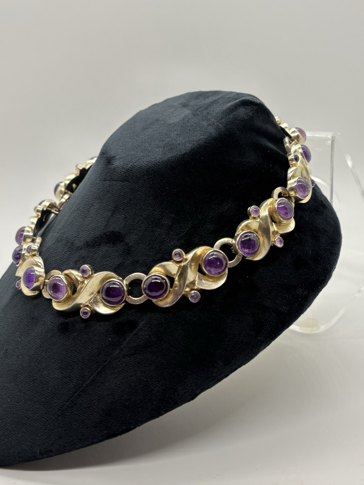 Antonio Pineda Silver Amethyst Necklace 124 Grams(YY480)