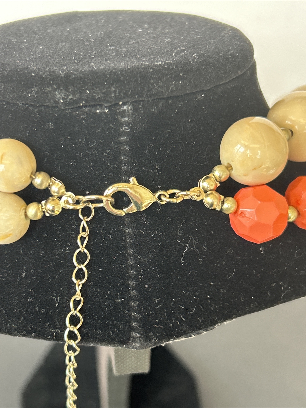 VTG Acrylic Metal Rhinestone 2 Strand Faceted Necklace Beach Orange Peach 20”