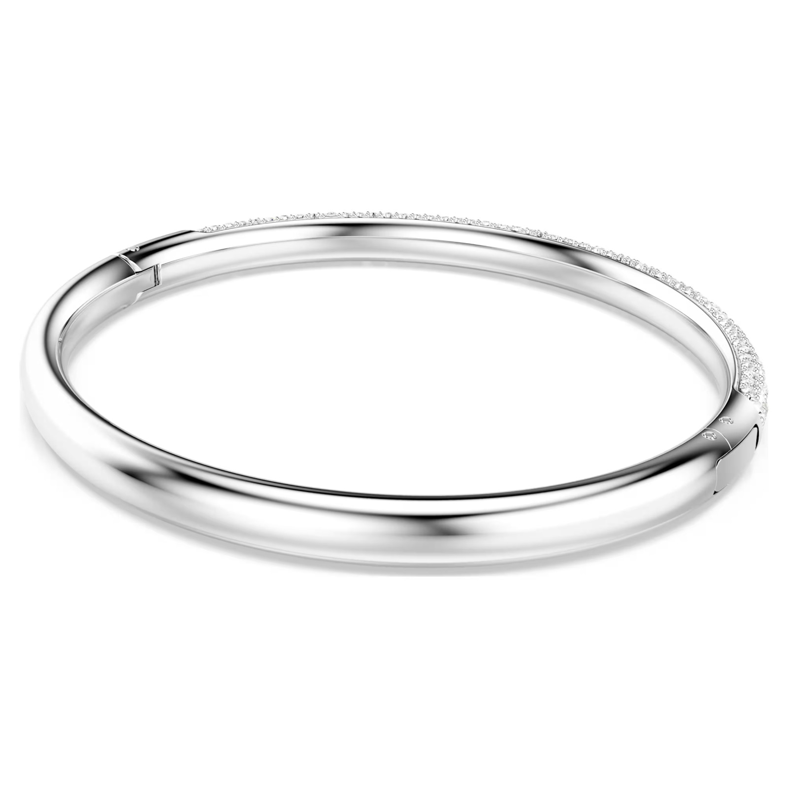 Sublima bangle Snow pavé, White, Rhodium plated