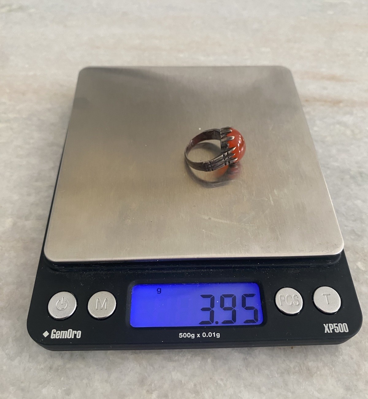 Vintage Sterling Silver Blood Orange Oval Carnelian Ring Size 5.25