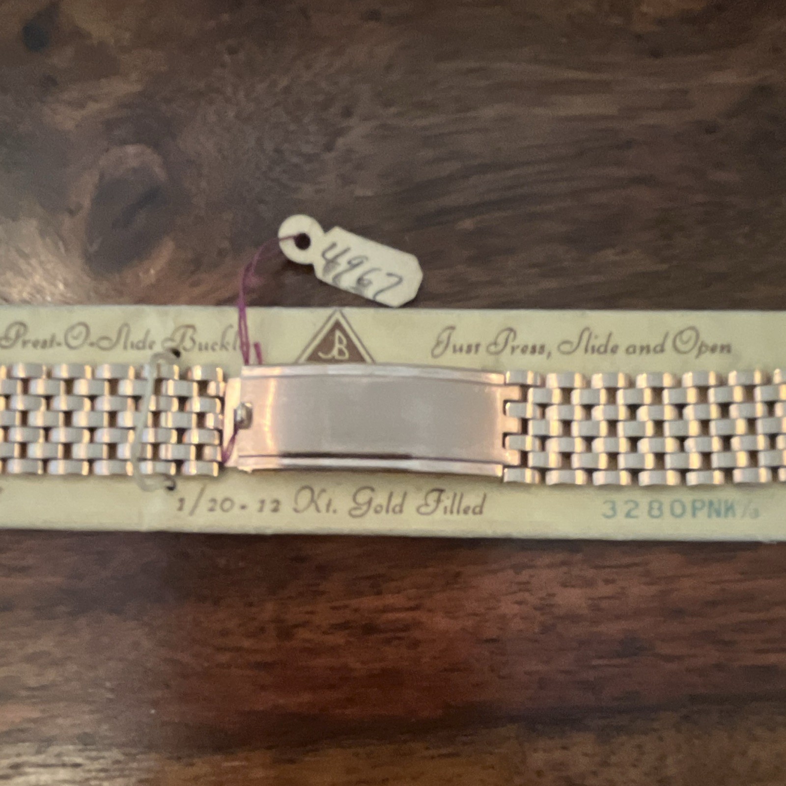 JB Champion Gold Filled Bracelet Wristwatch Band 3/8 in Gold 3280PNK/3