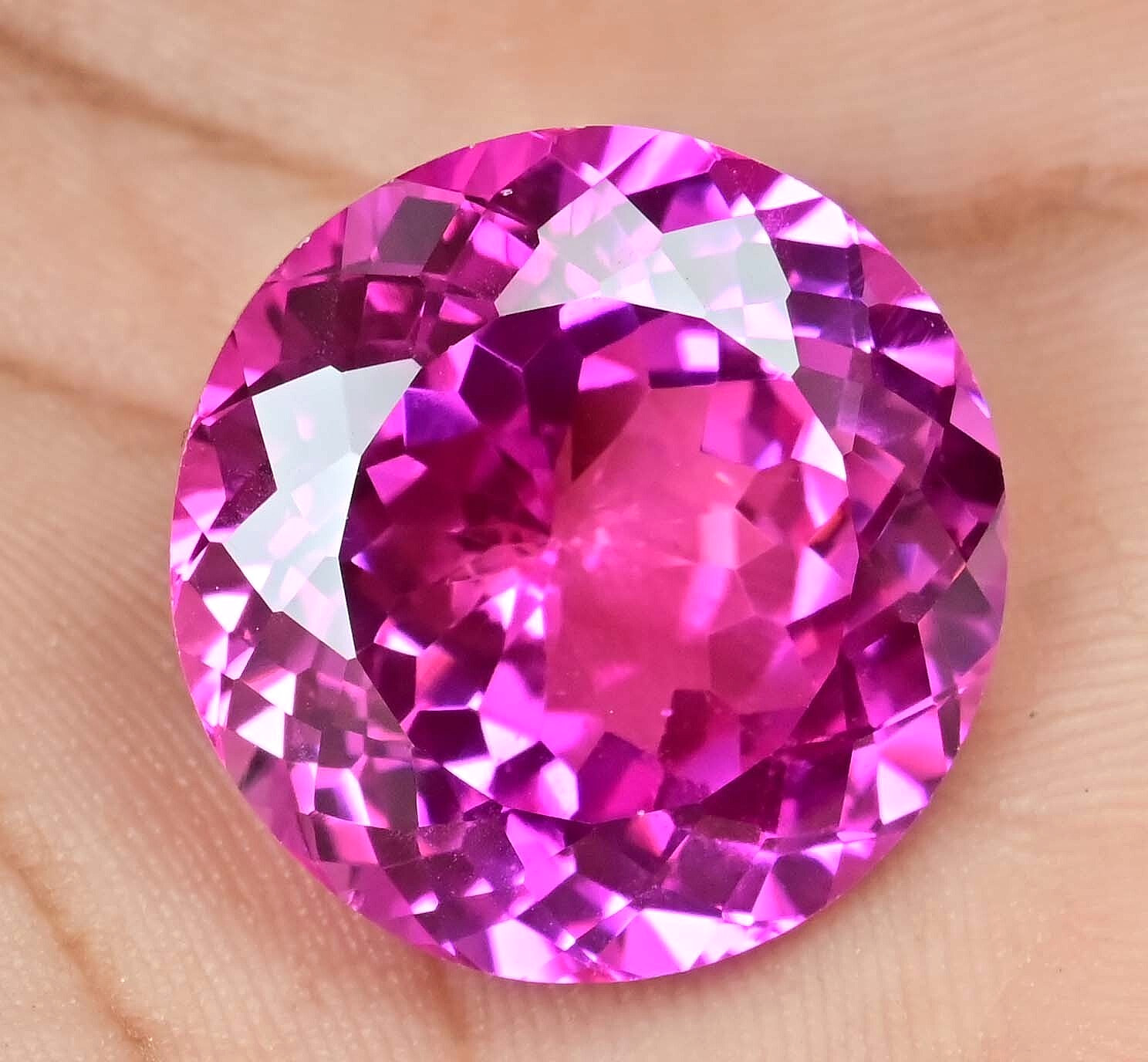 42.10 Ct Natural Mogok Pink Ruby Round Certified Flawless Loose Gemstone