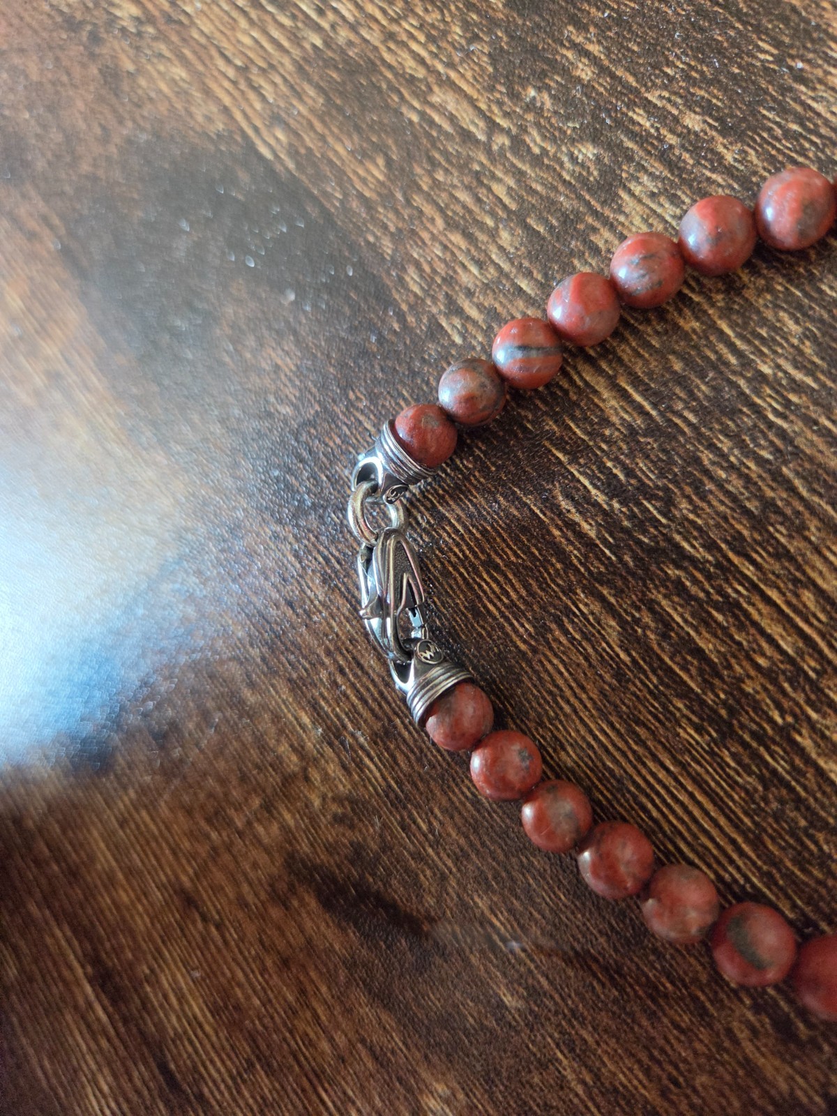 Henry Williams Beaded bracelet with Sterling silver and Red Sesame Jasper