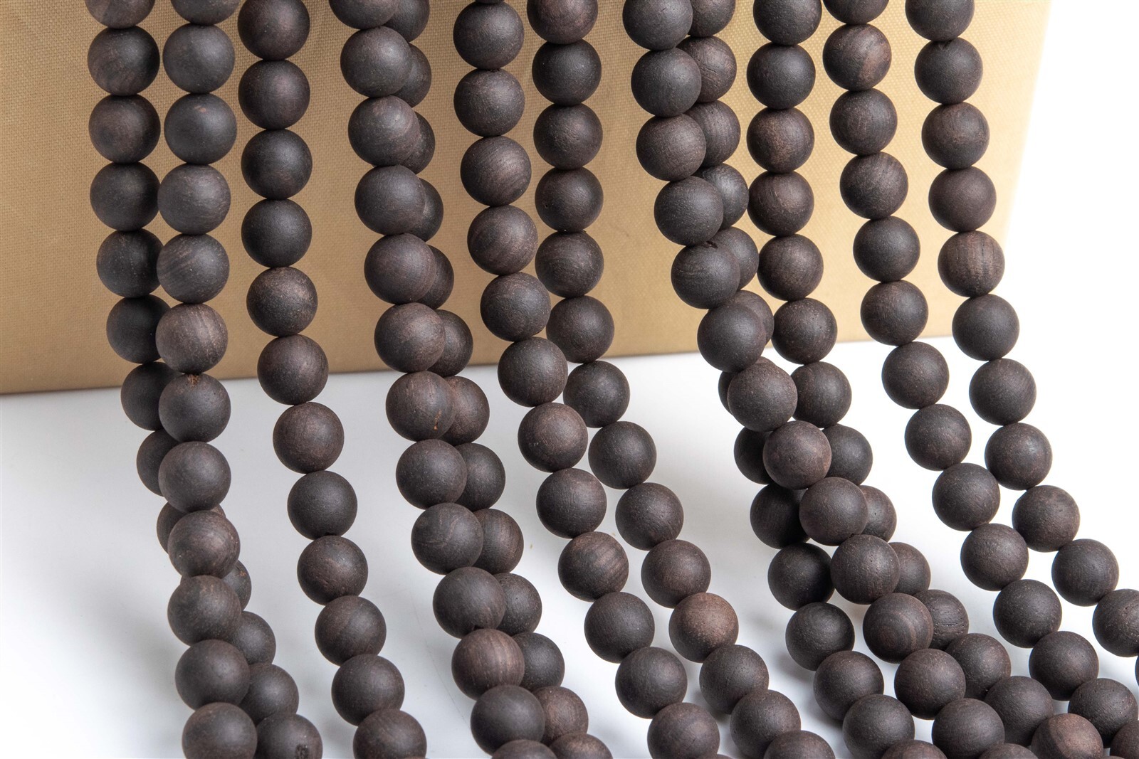 8MM 108 Pcs Ebony Blackwood Mala Beads Natural Wood Black Round Beads 35″