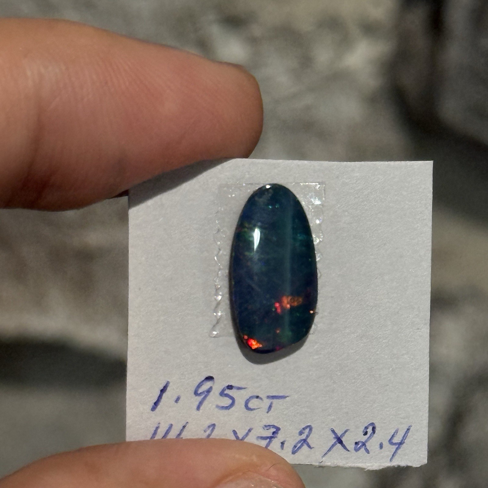 1.95ct 14.2×7.2×2.4mm Sparkling Green Blue Australian Doublet Opal Cabochon Gem