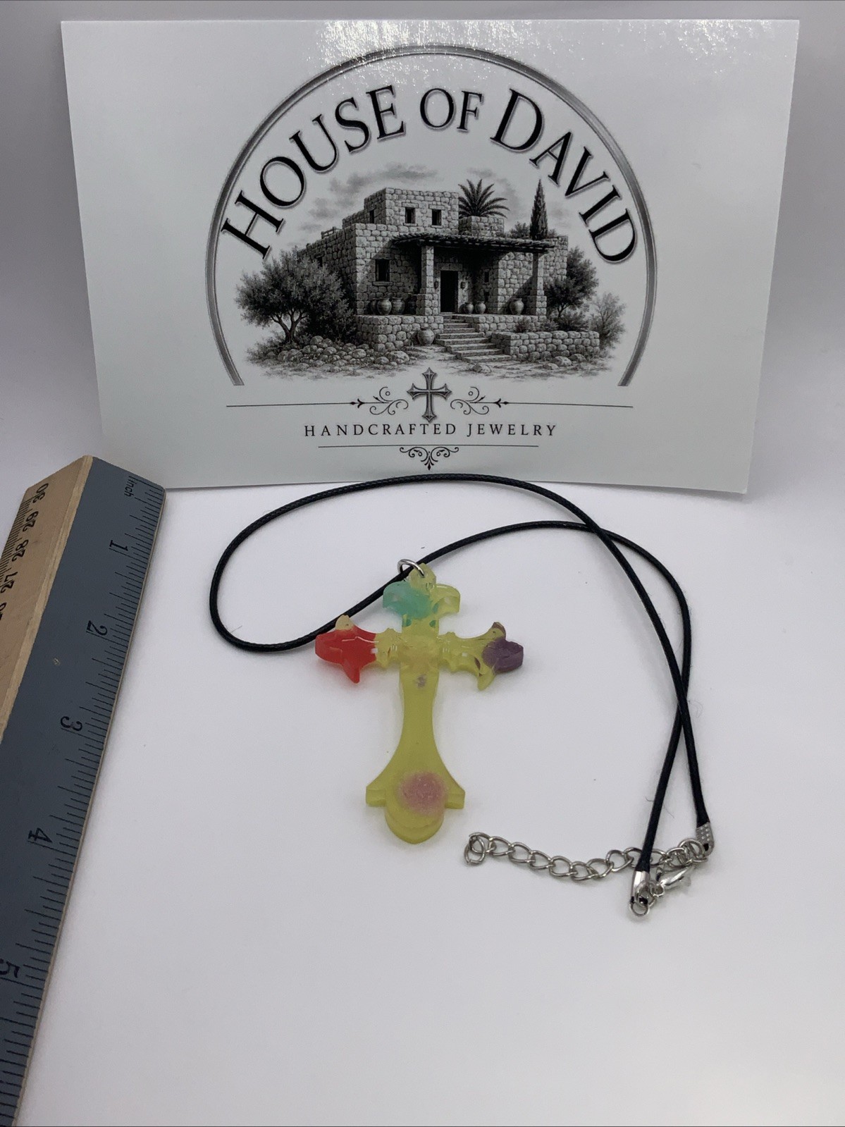 House Of David Handmade Cross Necklace Sunshine Polka Dots