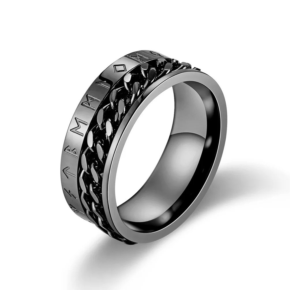 Chain Spinner Ring Stainless Steel Fidget Band Anti Anxiety Finger For Women Men