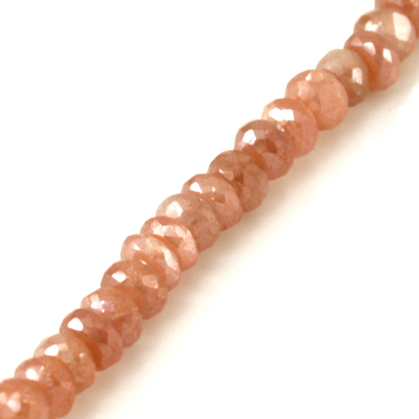 Natural Gemstones Peach Moonstone Faceted Rondelle Bead 4x3mm 14″ Jewelry Making