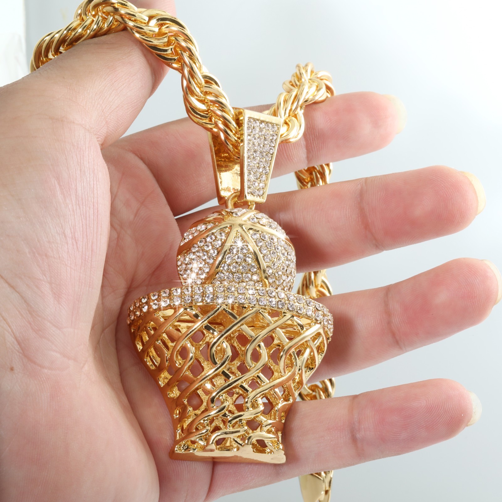 14K Rope Chain 10mm 20″ & 24″In | Large Basketball Hoop Gold Plated HipHop Style