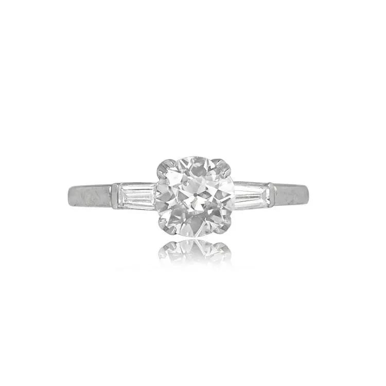 Vintage Art Deco 1 Ct White Round Cut Three Stone Engagement Wedding Ring