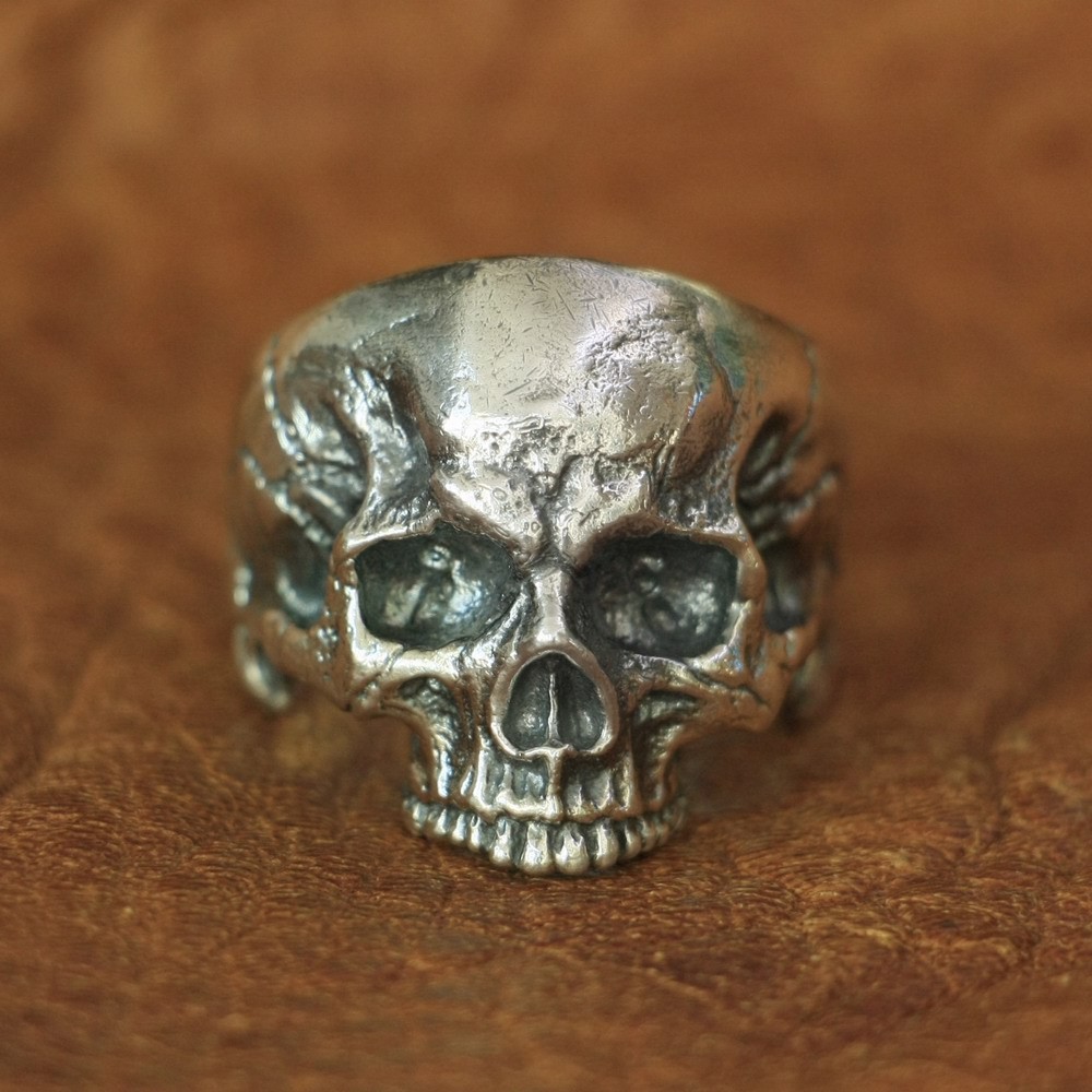 925 Sterling Silver Details Skull Ring Biker Punk Jewelry TA135A US Size 7~14 EZ