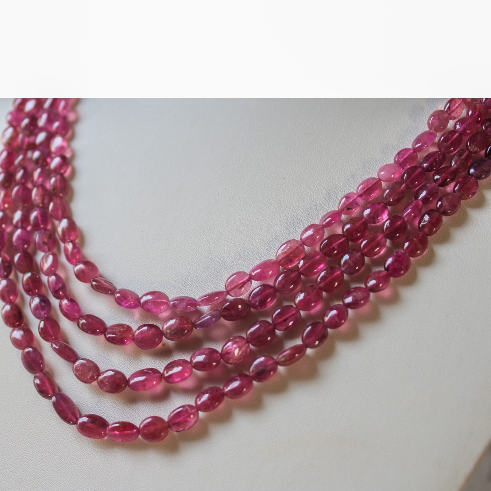 188 Cts. Natural Pink Tourmaline Fine Smooth Beads Necklace Size=16″ Approx.