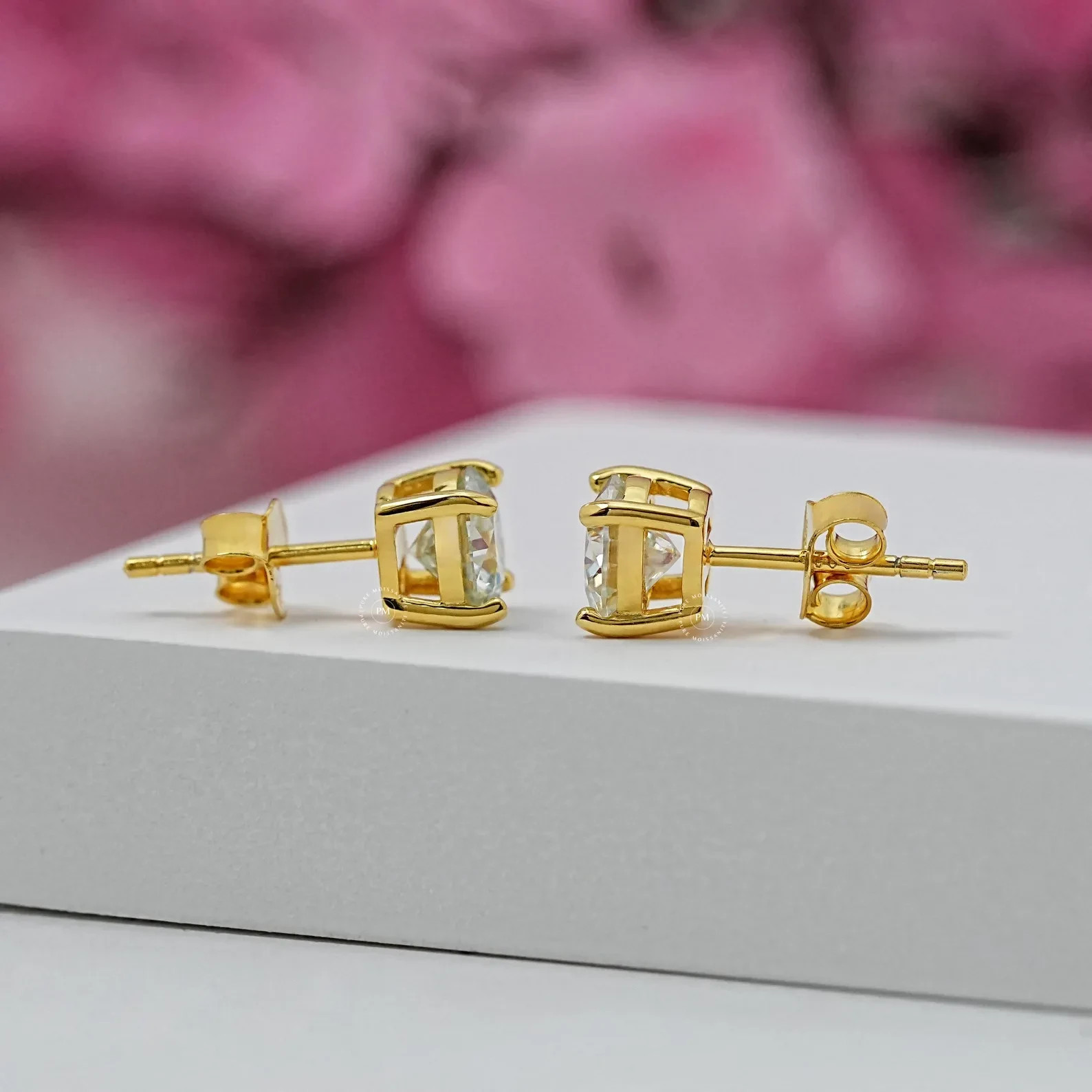 2.0 CT ROUND CUT GRA MOISSANITE STUDS 14K YELLOW GOLD PLATED EARRINGS GIFT