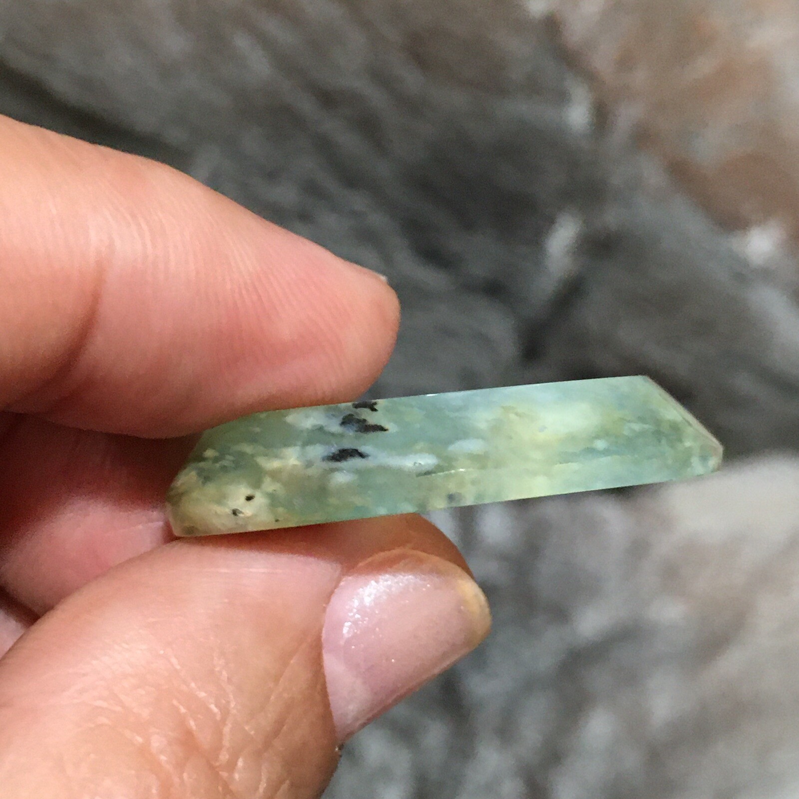 33.5×21.7×6.7mm Rare Aegean Green Opal Oval Faceted Cabochon Picture Stone