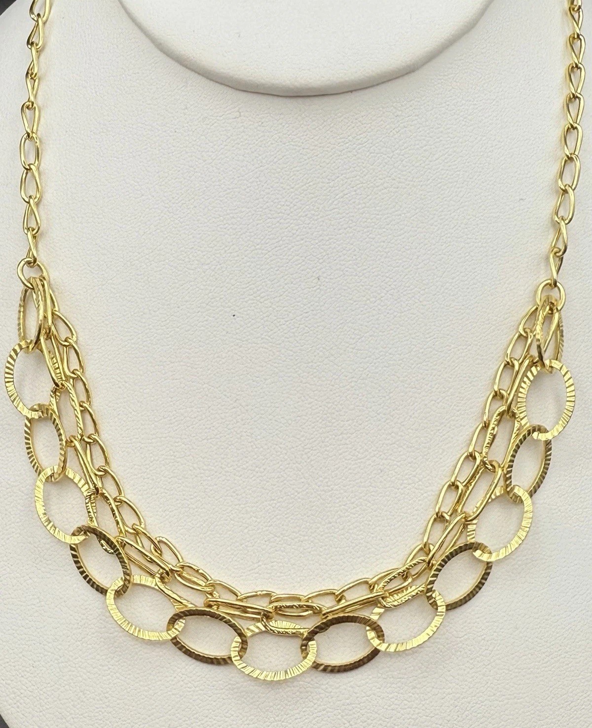 14k Solid Yellow Gold Italian Multi Link Statement Chain Necklace 18.5in, 5.1g