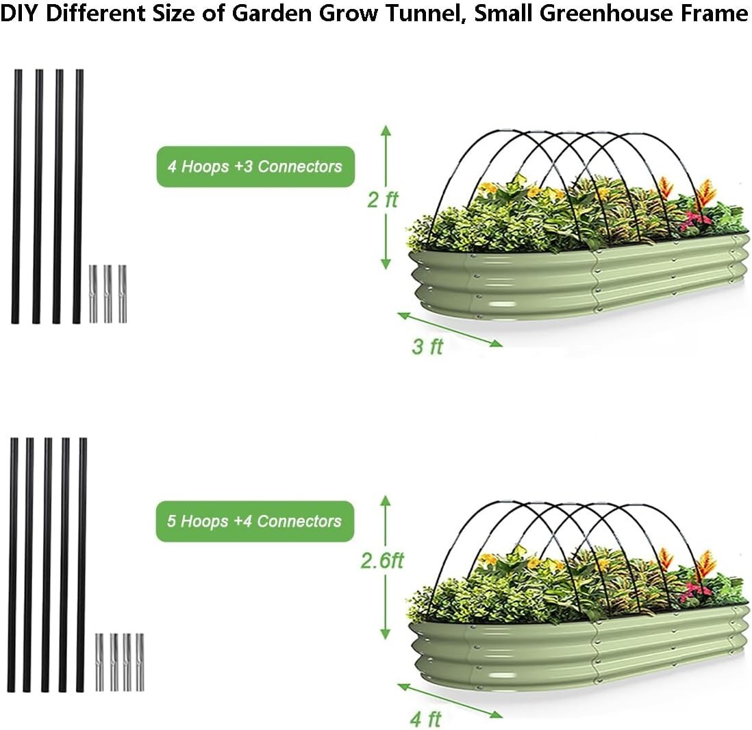 Mini Greenhouse Kit: 6 Sets of 7FT Rust-Proof Hoops for Optimal Plant Growth