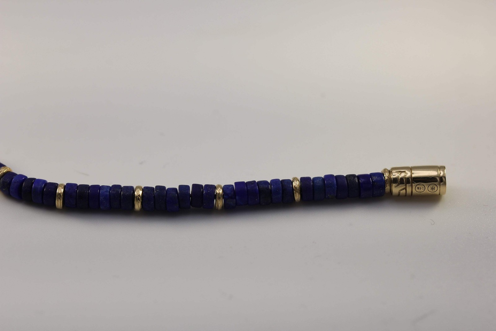 John Hardy 14K Yellow Gold Lapis Heishi Bracelet ~7.25in