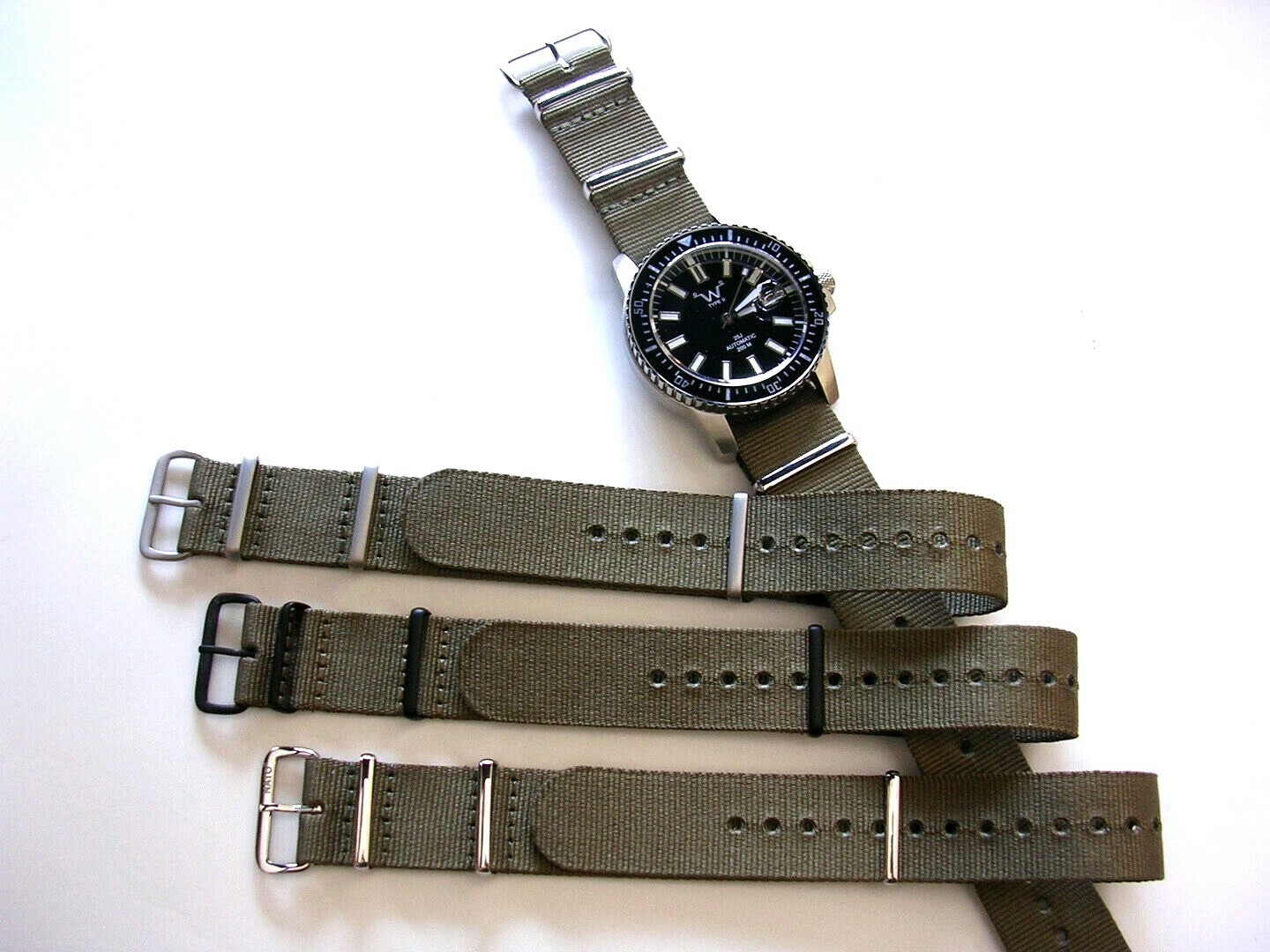 NATO G10 ® Khaki Green HD nylon Military PVD watch band RAF strap bond IW SUISSE
